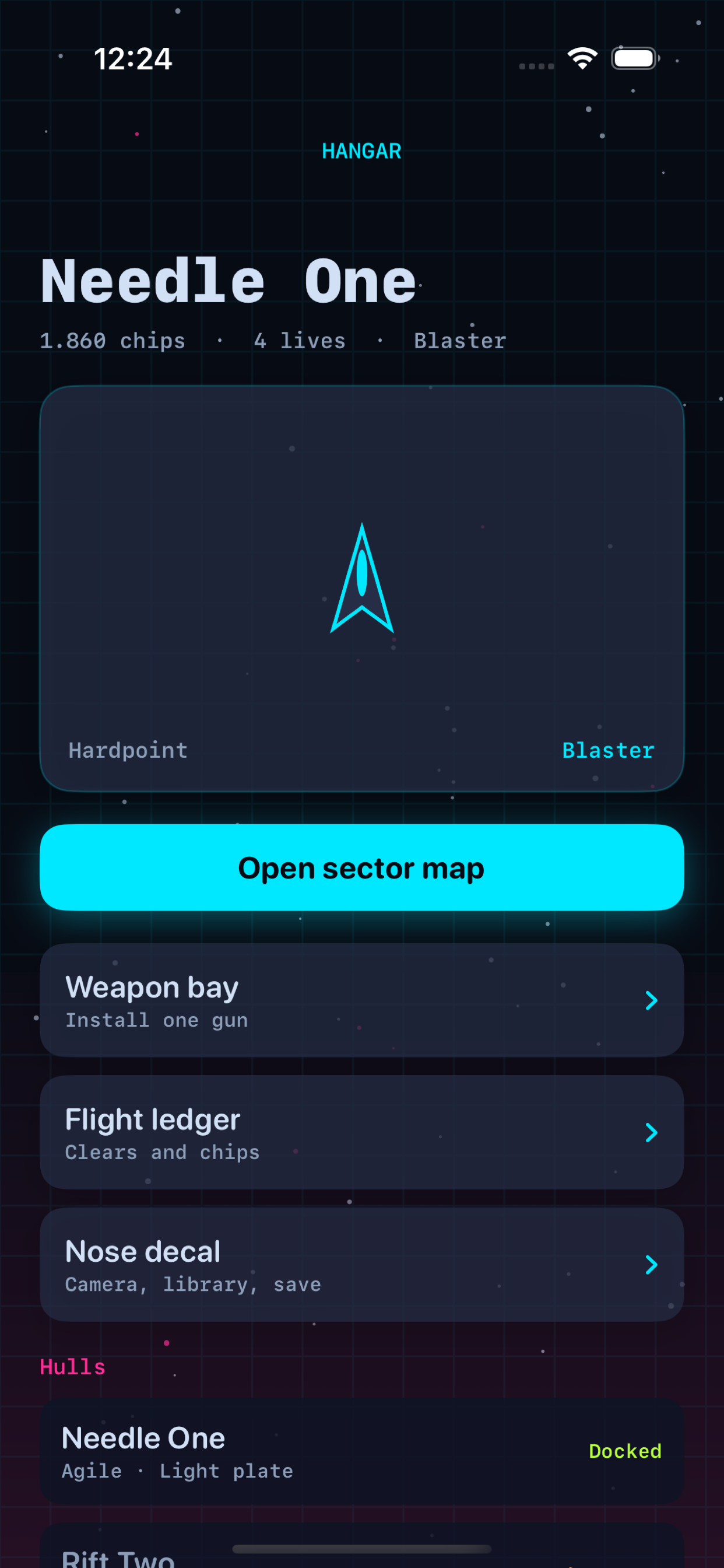 Hangar with Needle One docked